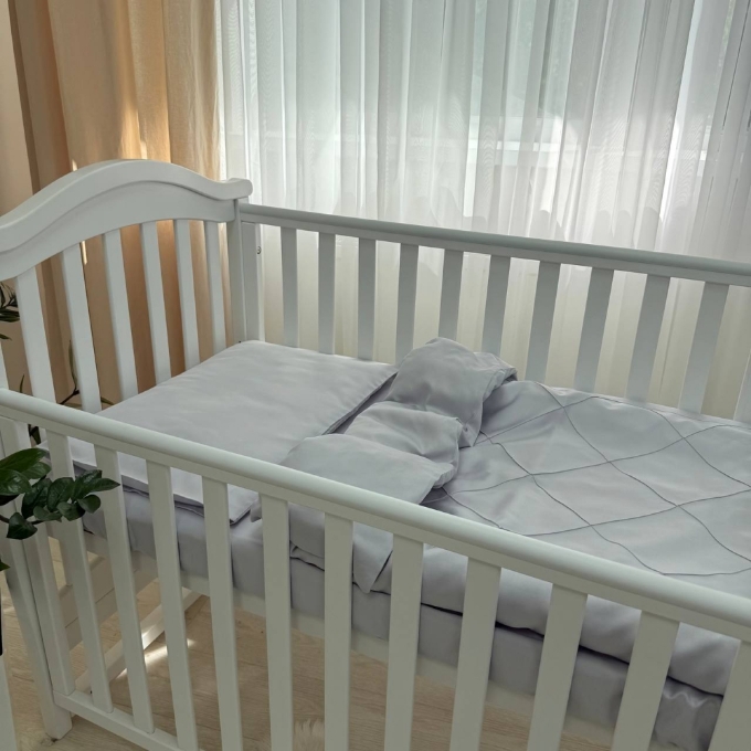 Set lenjerie de schimb pentru patut bebe 3 piese Velvet gri (4)